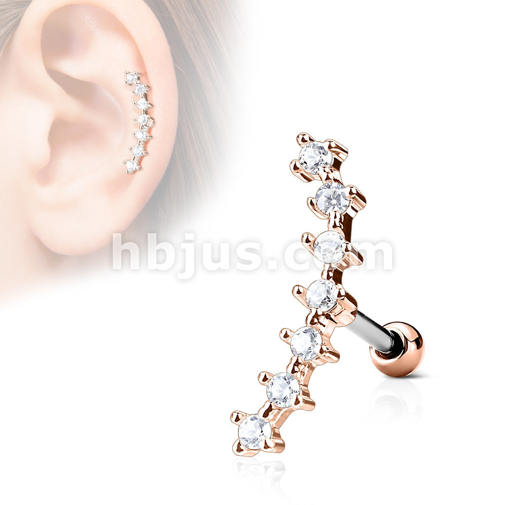 316L Surgical Steel Lined CZ Curve Top 316L Surgical Steel Ear... - Image 6