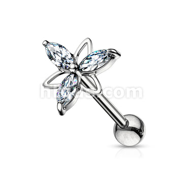 316L Surgical Steel 3 Marquise CZ Double Triangle Flower Top 316L... - Image 3