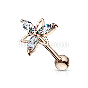 316L Surgical Steel 3 Marquise CZ Double Triangle Flower Top 316L... - Image 5