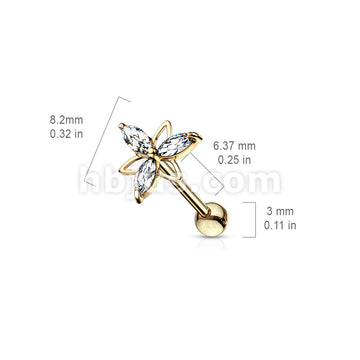 316L Surgical Steel 3 Marquise CZ Double Triangle Flower Top 316L... - Image 6