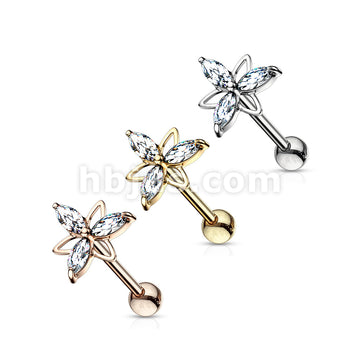 316L Surgical Steel 3 Marquise CZ Double Triangle Flower Top 316L... - Image 7