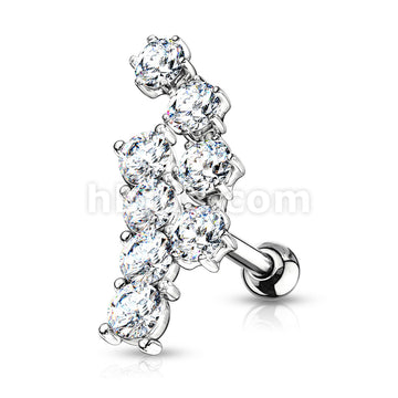 316L Surgical Steel Double Curve Lined CZ Top 316L Surgical Steel Ear... - Image 3