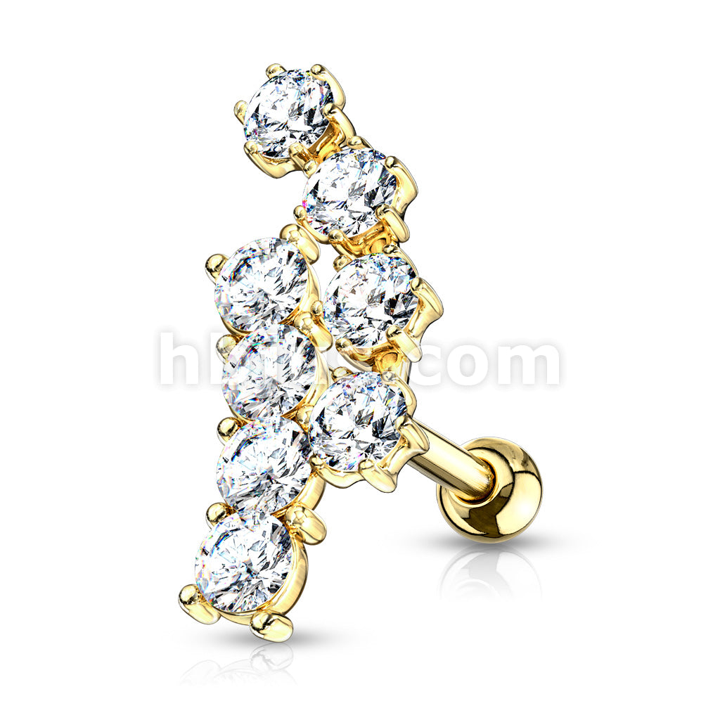316L Surgical Steel Double Curve Lined CZ Top 316L Surgical Steel Ear... - Image 4