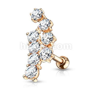 316L Surgical Steel Double Curve Lined CZ Top 316L Surgical Steel Ear... - Image 5