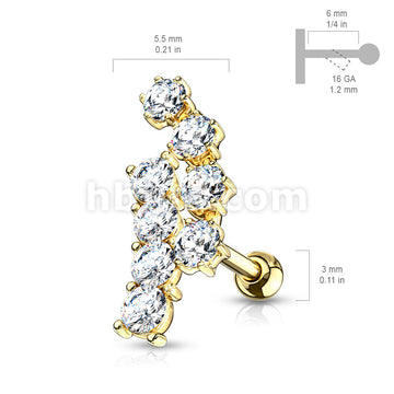 316L Surgical Steel Double Curve Lined CZ Top 316L Surgical Steel Ear... - Image 6