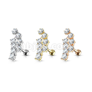 316L Surgical Steel Double Curve Lined CZ Top 316L Surgical Steel Ear... - Image 7