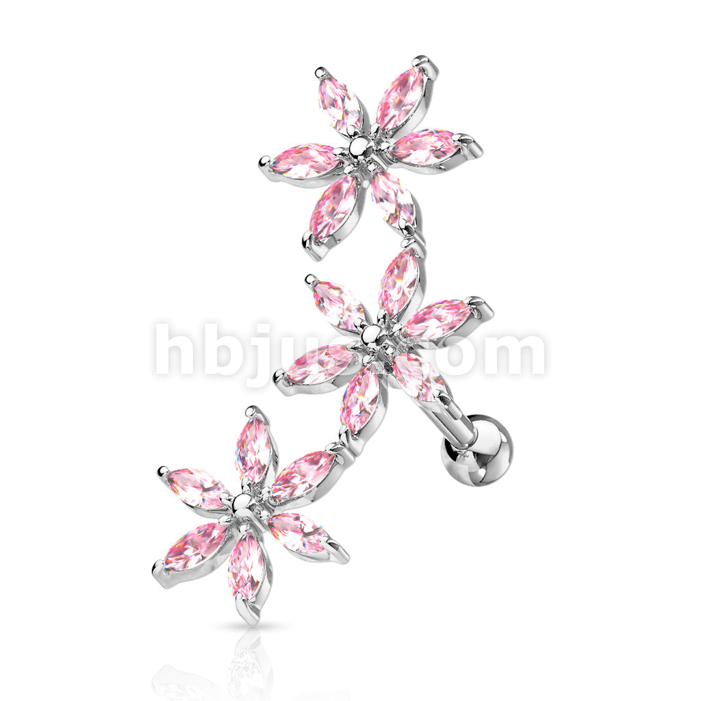 316L Surgical Steel 3 Marquise CZ Flowers 316L Surgical Steel... - Image 5
