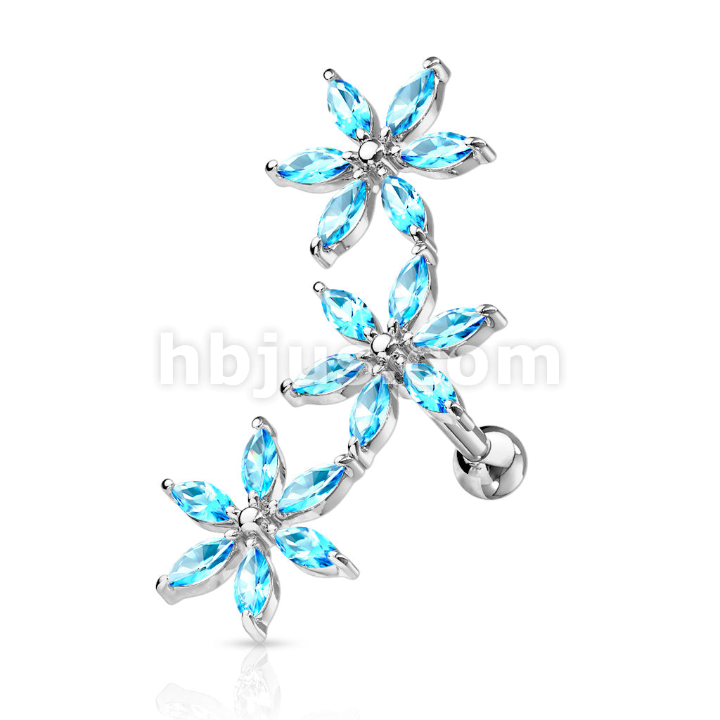316L Surgical Steel 3 Marquise CZ Flowers 316L Surgical Steel... - Image 6