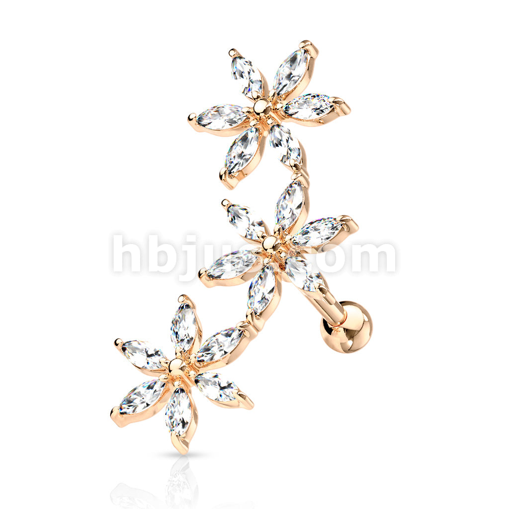 316L Surgical Steel 3 Marquise CZ Flowers 316L Surgical Steel... - Image 7