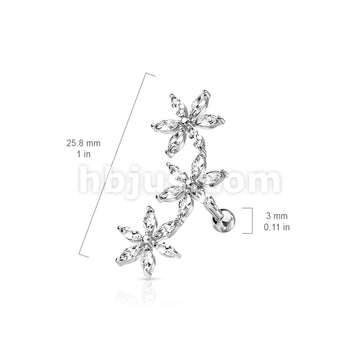 316L Surgical Steel 3 Marquise CZ Flowers 316L Surgical Steel... - Image 8