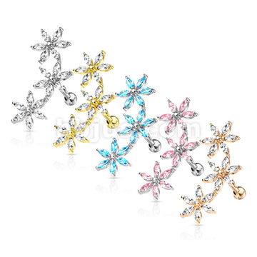 316L Surgical Steel 3 Marquise CZ Flowers 316L Surgical Steel... - Image 9