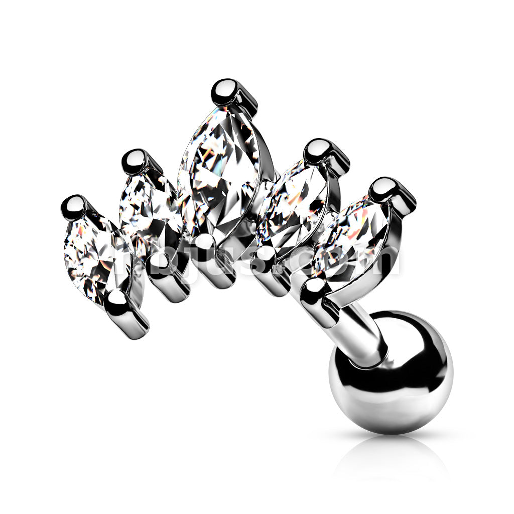 316L Surgical Steel Graduated Prong Set Marquise CZ 316L Surgical Steel... - Image 3