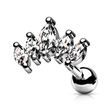 316L Surgical Steel Graduated Prong Set Marquise CZ 316L Surgical Steel... - Image 3