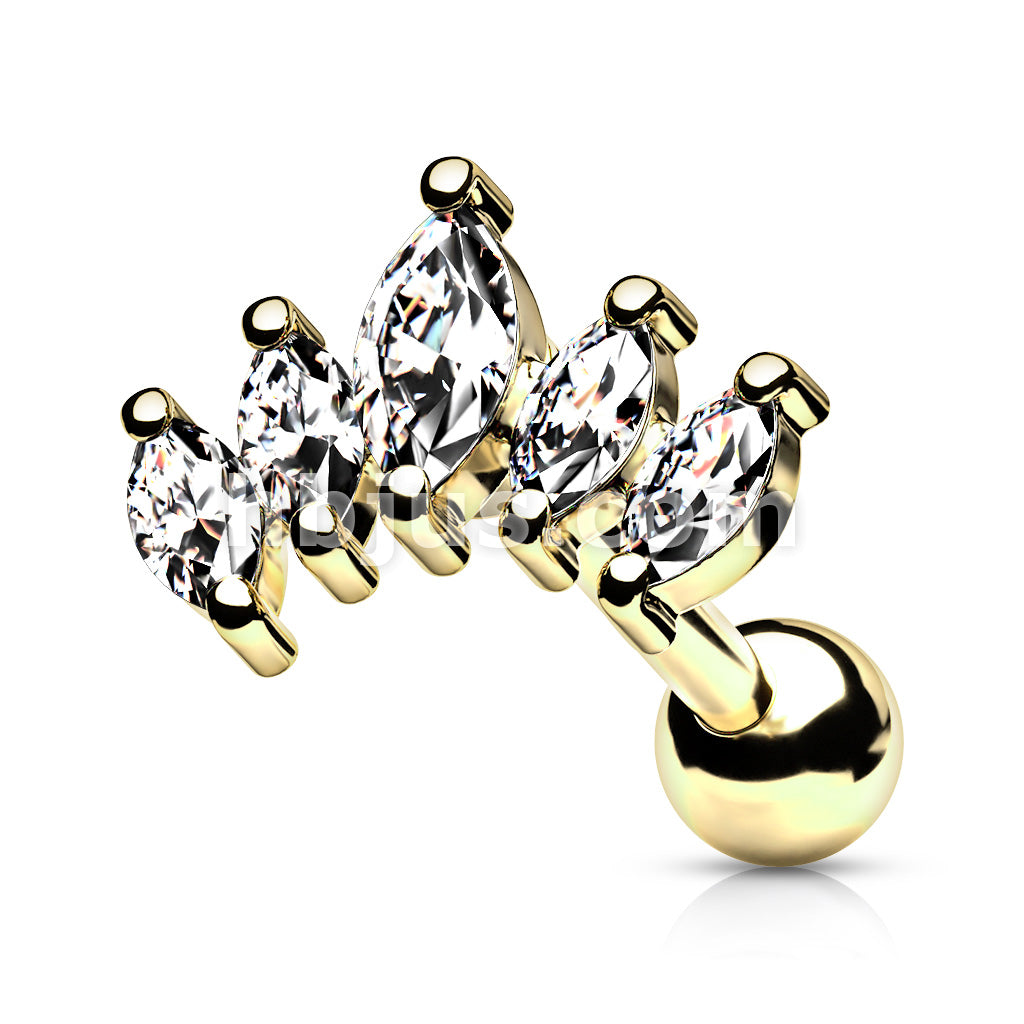 316L Surgical Steel Graduated Prong Set Marquise CZ 316L Surgical Steel... - Image 4