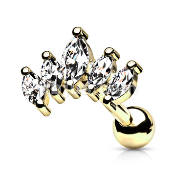 316L Surgical Steel Graduated Prong Set Marquise CZ 316L Surgical Steel... - Image 4