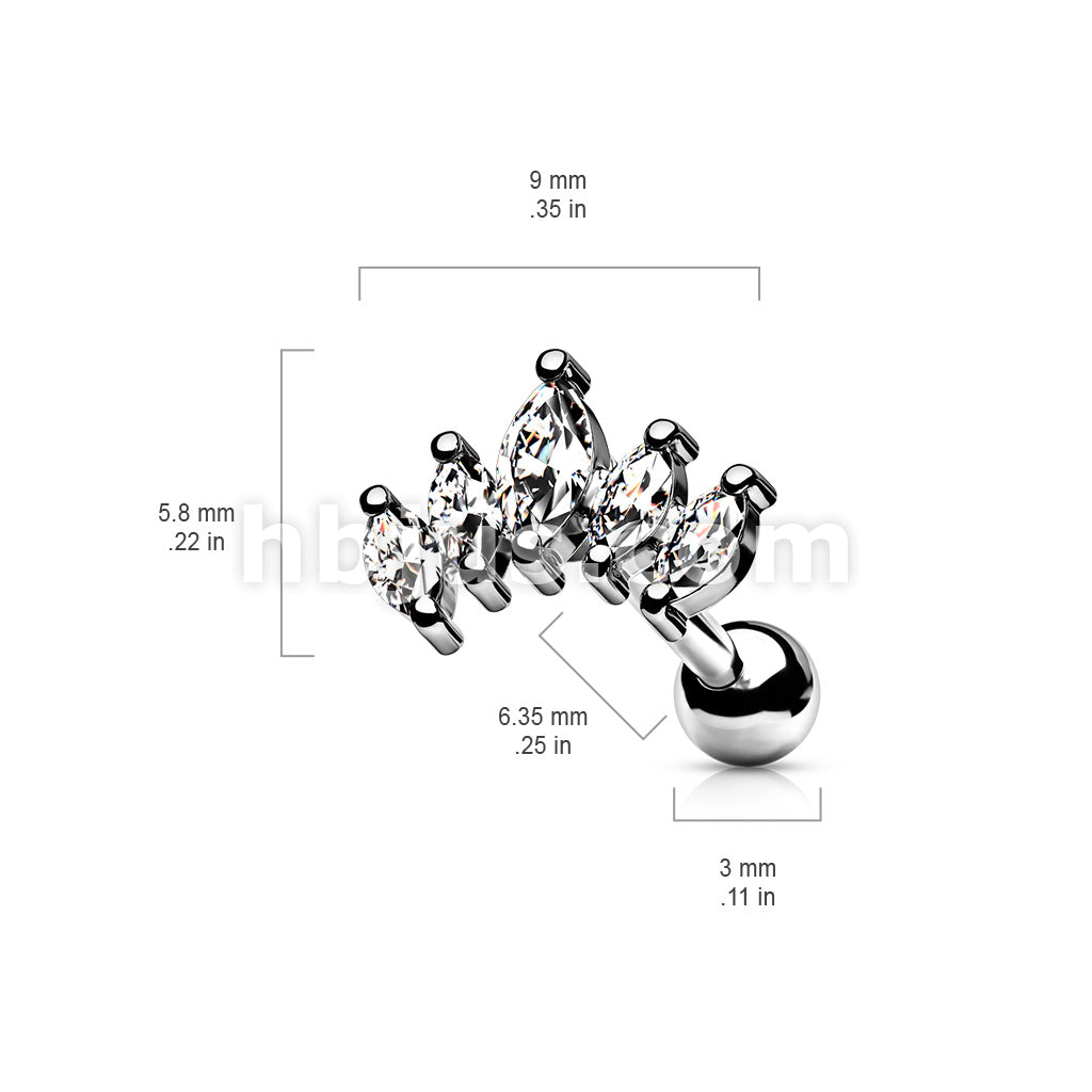 316L Surgical Steel Graduated Prong Set Marquise CZ 316L Surgical Steel... - Image 6