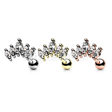 316L Surgical Steel Graduated Prong Set Marquise CZ 316L Surgical Steel... - Image 7