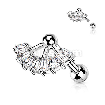 316L Surgical Steel Multi Square CZ Fan Top 316L Surgical Steel... - Image 3