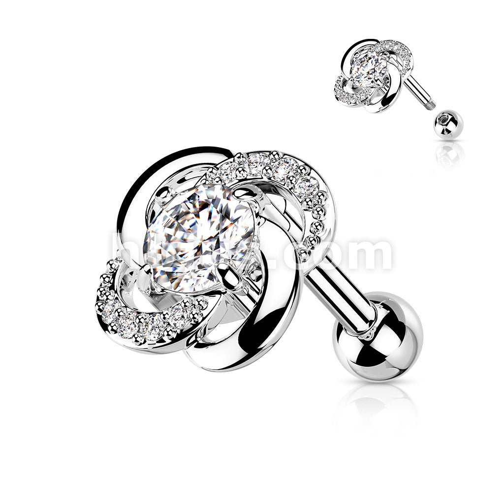 316L Surgical Steel Paved CZ Flower with CZ Center 316L Surgical Steel... - Image 3