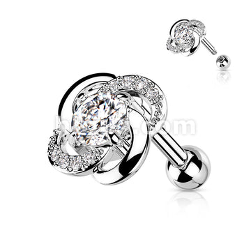 316L Surgical Steel Paved CZ Flower with CZ Center 316L Surgical Steel... - Image 3