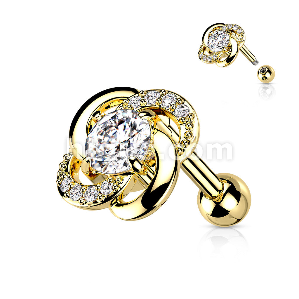 316L Surgical Steel Paved CZ Flower with CZ Center 316L Surgical Steel... - Image 4