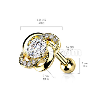 316L Surgical Steel Paved CZ Flower with CZ Center 316L Surgical Steel... - Image 6