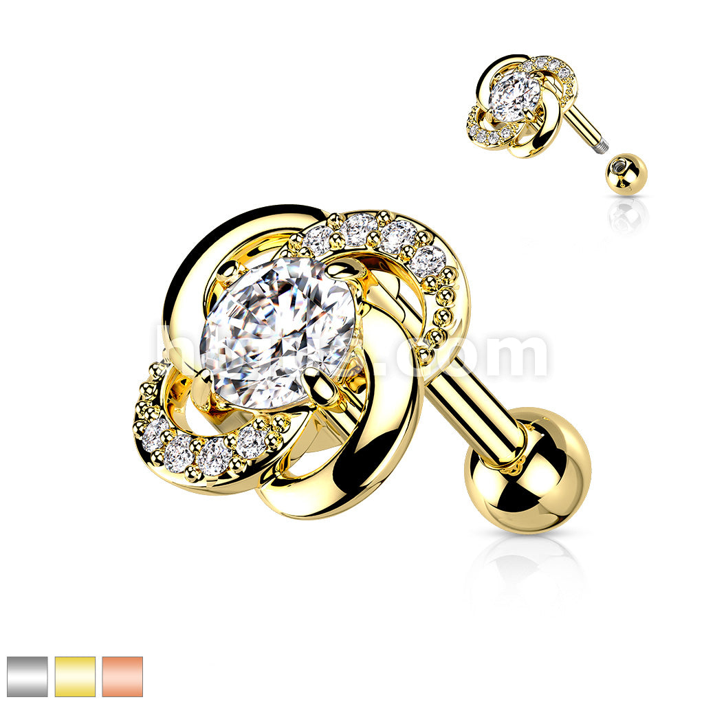 316L Surgical Steel Paved CZ Flower with CZ Center 316L Surgical Steel... - Image 2