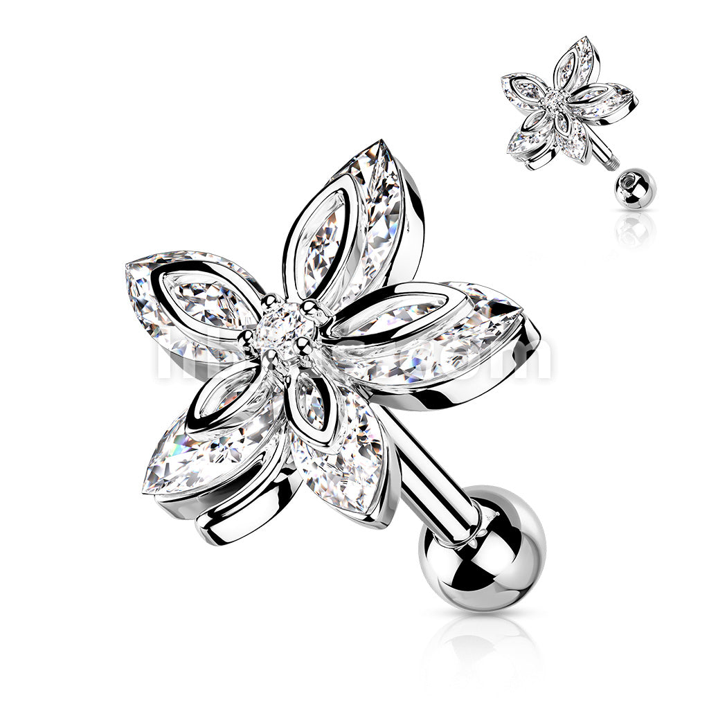 316L Surgical Steel 5 Marquise CZ Flower Top 316L Surgical Steel... - Image 3
