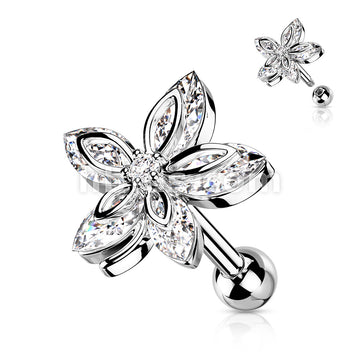 316L Surgical Steel 5 Marquise CZ Flower Top 316L Surgical Steel... - Image 3