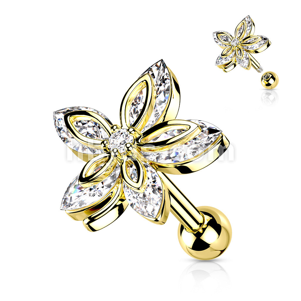 316L Surgical Steel 5 Marquise CZ Flower Top 316L Surgical Steel... - Image 4