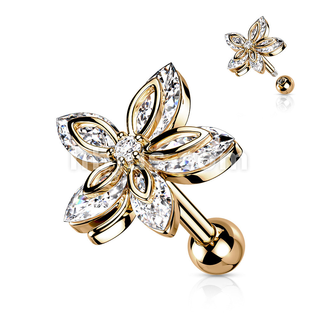 316L Surgical Steel 5 Marquise CZ Flower Top 316L Surgical Steel... - Image 5