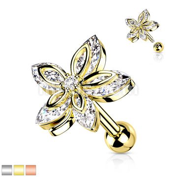 316L Surgical Steel 5 Marquise CZ Flower Top 316L Surgical Steel... - Image 2