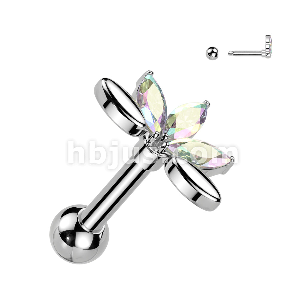 316L Surgical Steel 5 Marquise CZ Fan 316L Surgical Steel Cartilage,... - Image 2