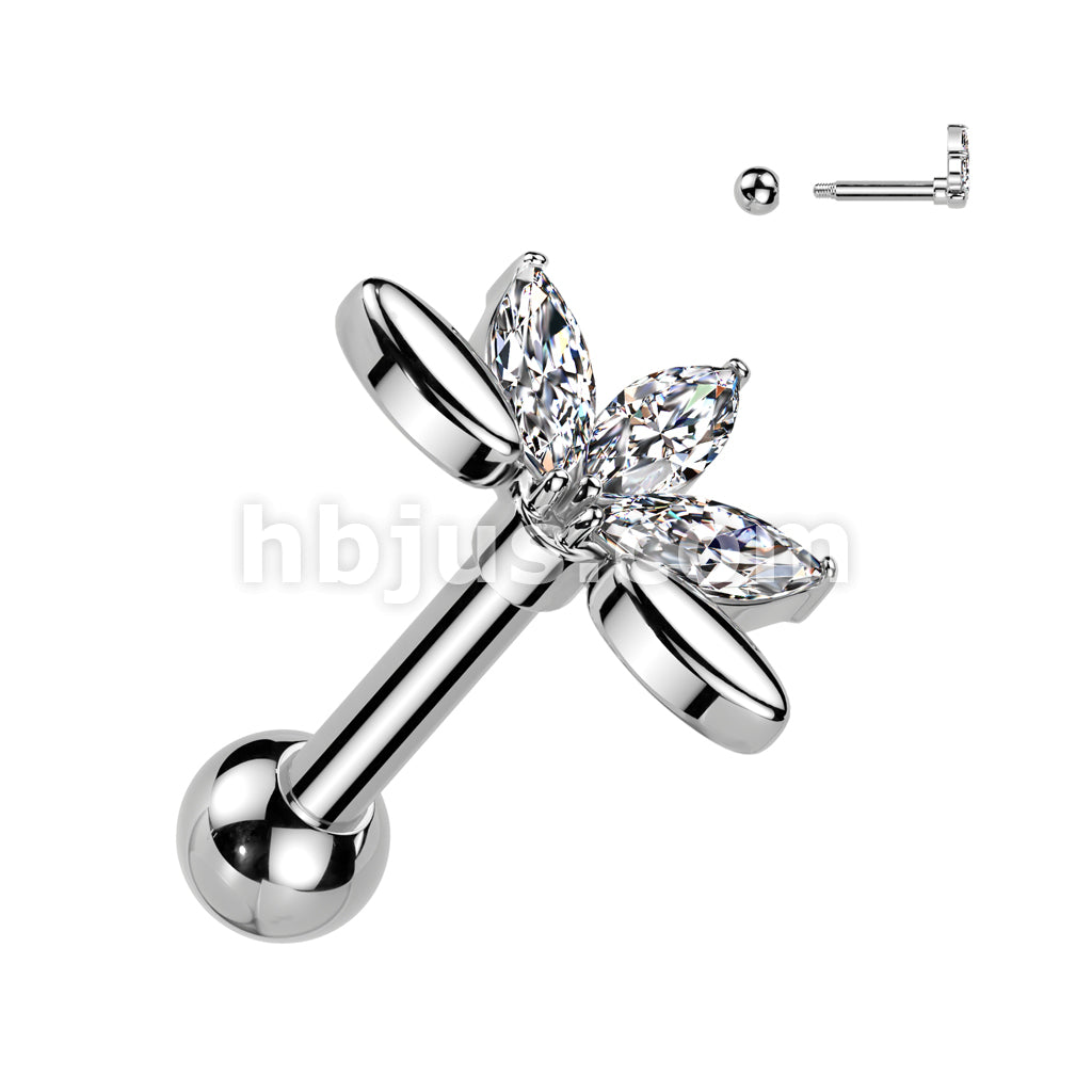 316L Surgical Steel 5 Marquise CZ Fan 316L Surgical Steel Cartilage,... - Image 3