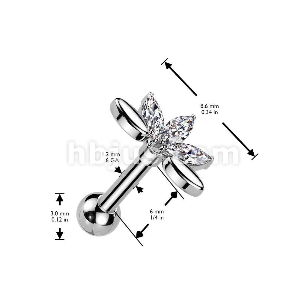 316L Surgical Steel 5 Marquise CZ Fan 316L Surgical Steel Cartilage,... - Image 6