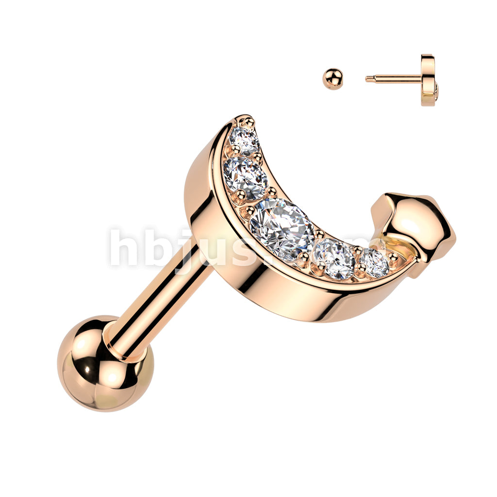 316L Surgical Steel CZ Pave Crescent Moon With Star 316L Surgical Steel... - Image 4