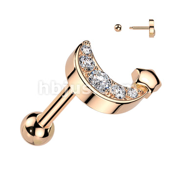 316L Surgical Steel CZ Pave Crescent Moon With Star 316L Surgical Steel... - Image 4