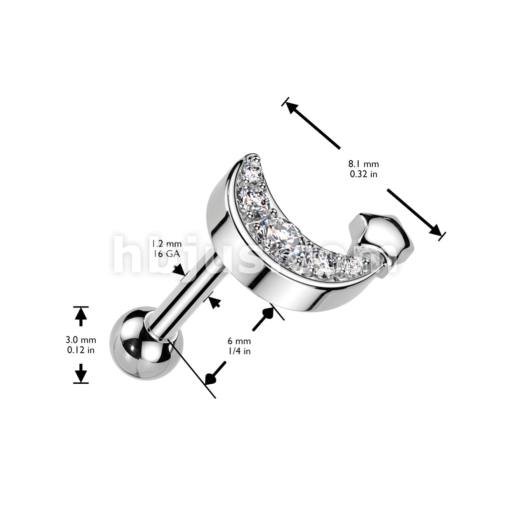 316L Surgical Steel CZ Pave Crescent Moon With Star 316L Surgical Steel... - Image 5