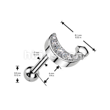 316L Surgical Steel CZ Pave Crescent Moon With Star 316L Surgical Steel... - Image 5