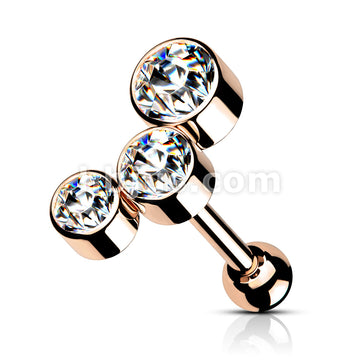 Round Gem Trio Top 316L Surgical Steel Cartilage Barbell Studs - Image 10