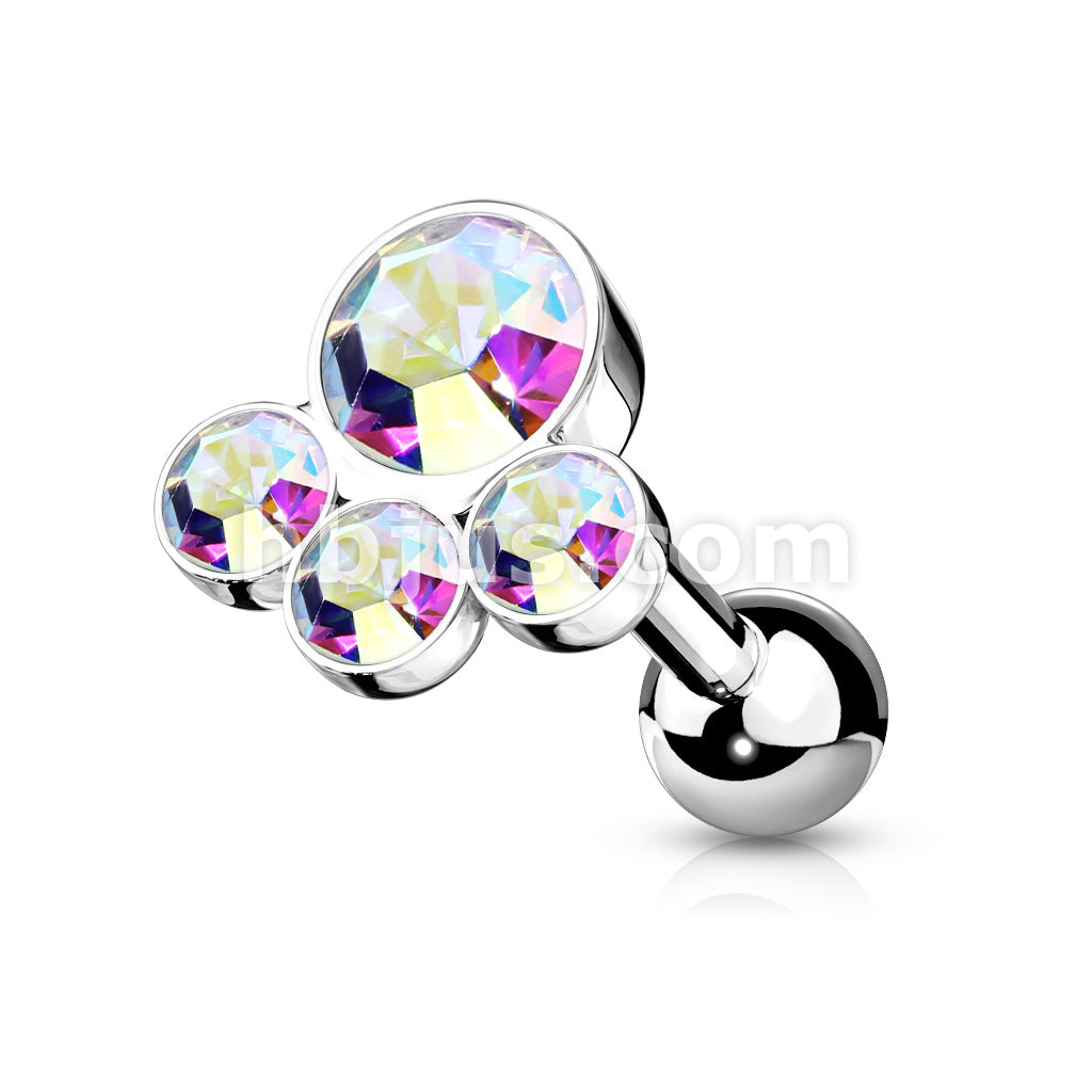 316L Surgical Steel 4 Round Gem Set Top 316L Surgical Steel Cartilage... - Image 5