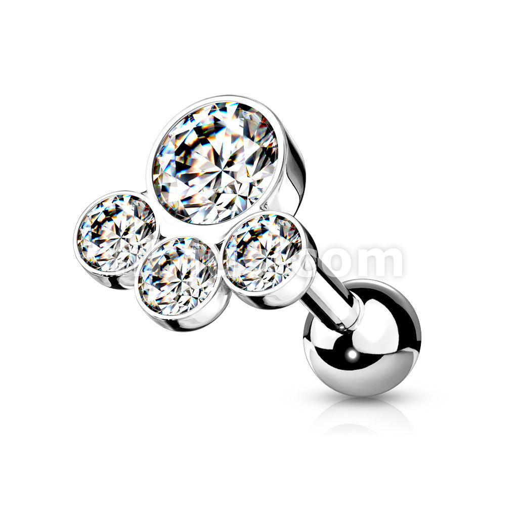 316L Surgical Steel 4 Round Gem Set Top 316L Surgical Steel Cartilage... - Image 6