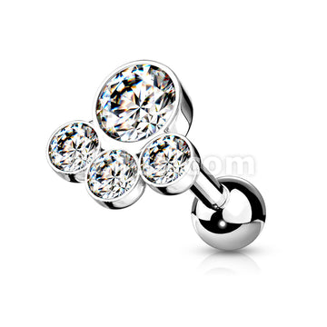 316L Surgical Steel 4 Round Gem Set Top 316L Surgical Steel Cartilage... - Image 6
