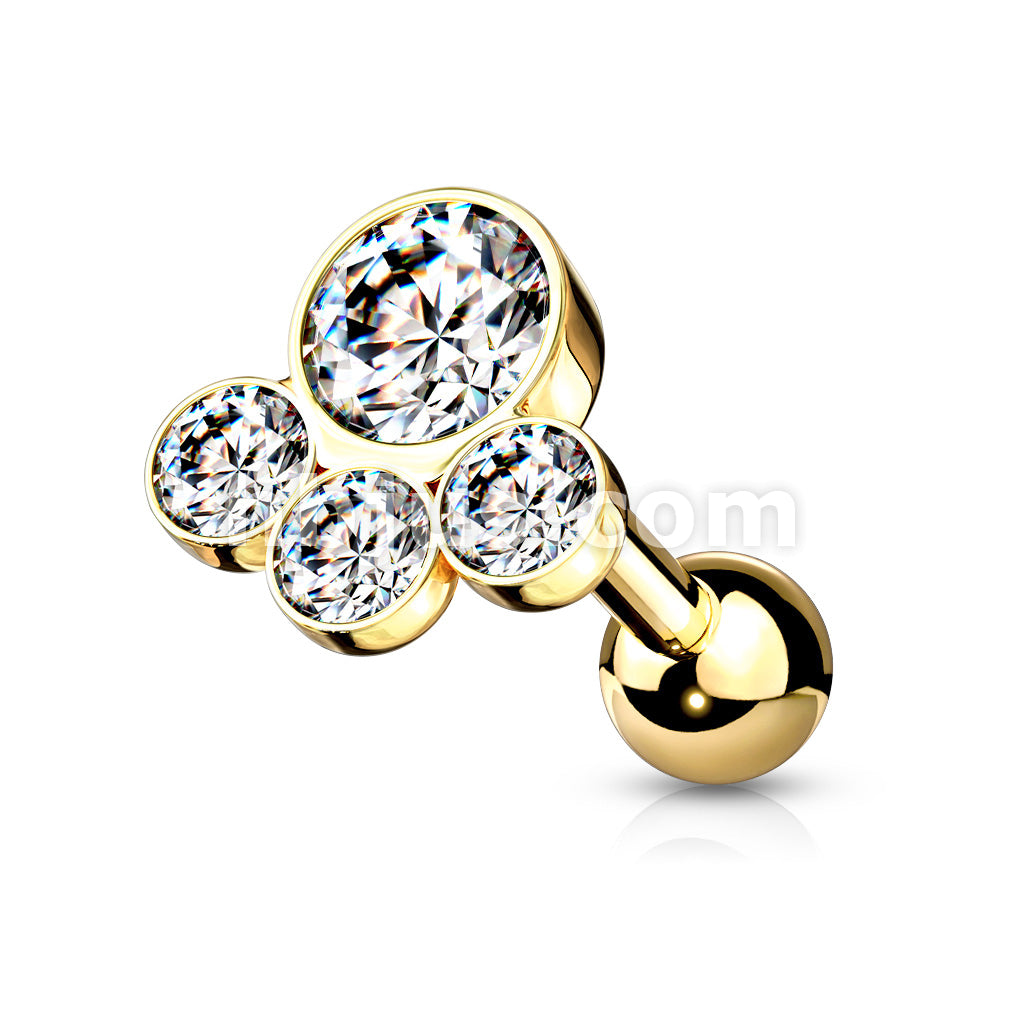 316L Surgical Steel 4 Round Gem Set Top 316L Surgical Steel Cartilage... - Image 3