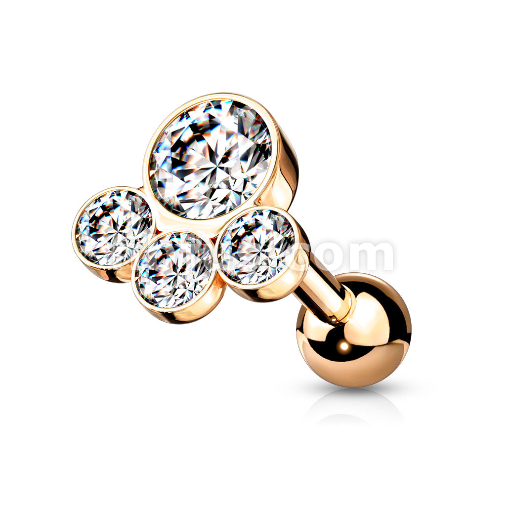 316L Surgical Steel 4 Round Gem Set Top 316L Surgical Steel Cartilage... - Image 4