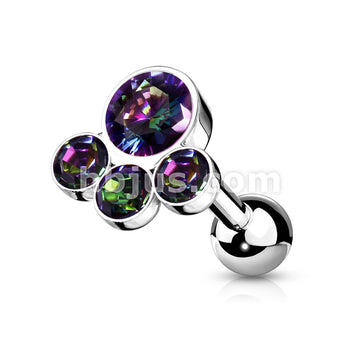 316L Surgical Steel 4 Round Gem Set Top 316L Surgical Steel Cartilage... - Image 7