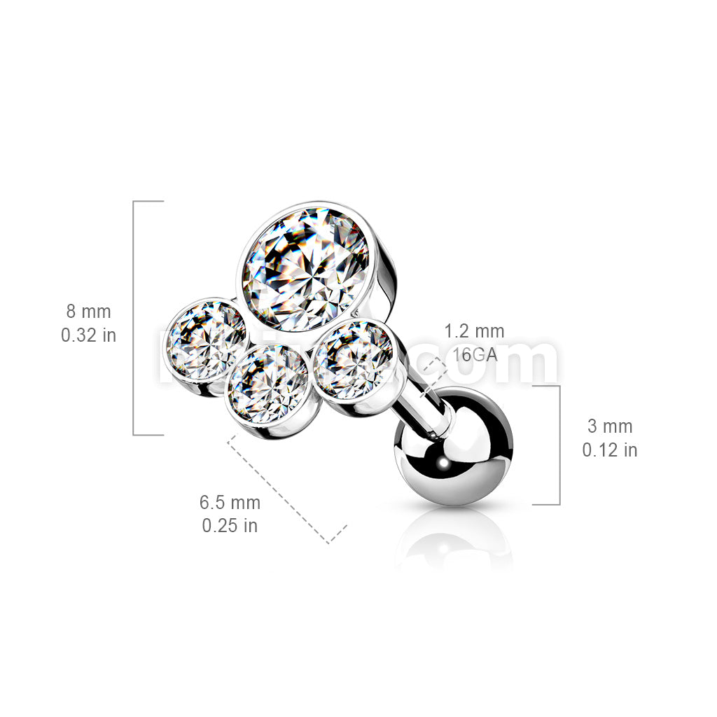 316L Surgical Steel 4 Round Gem Set Top 316L Surgical Steel Cartilage... - Image 8