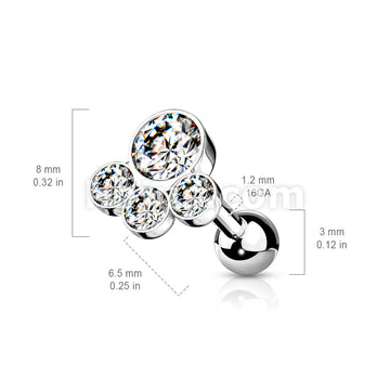 316L Surgical Steel 4 Round Gem Set Top 316L Surgical Steel Cartilage... - Image 8