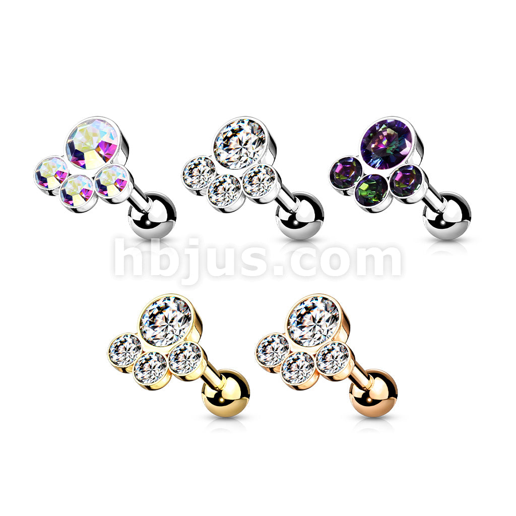 316L Surgical Steel 4 Round Gem Set Top 316L Surgical Steel Cartilage... - Image 9