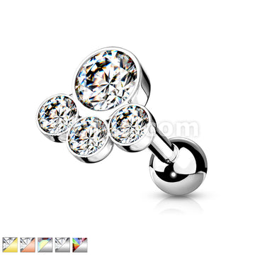 316L Surgical Steel 4 Round Gem Set Top 316L Surgical Steel Cartilage... - Image 2